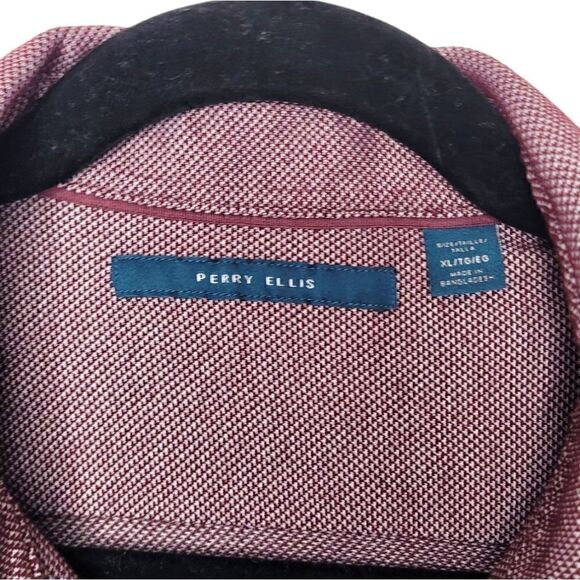 Perry Ellis Red Knit Button Front Polo Shirt - Picture 3 of 4